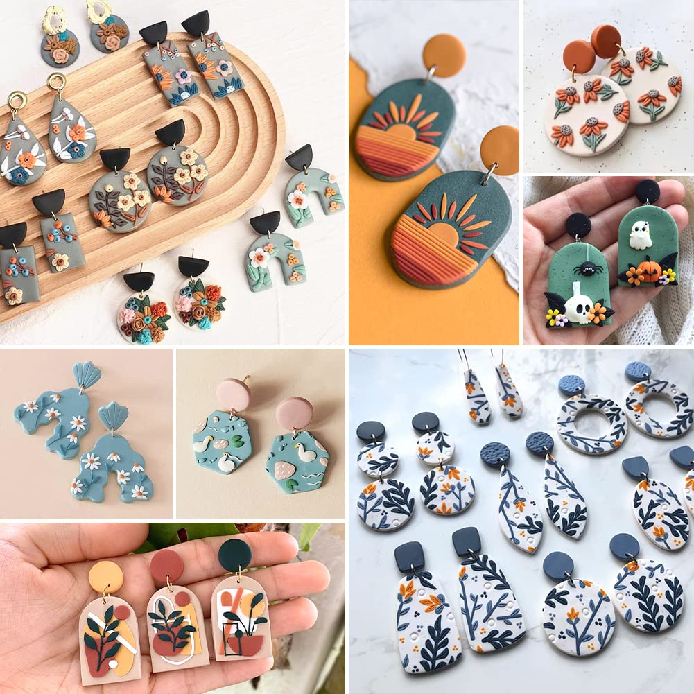 PTFJZ Polymer Clay Cutters for Earring Making 76pcs Clay Tools Set 67 Shapes Stainless Steel Clay Cutters with 8 Circle Shape Cutters 1 Letter Stamp