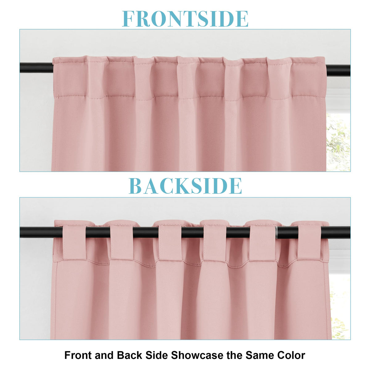 Short Blackout Curtains for Small Kitchen Cafe Bathroom Window (2 Count)