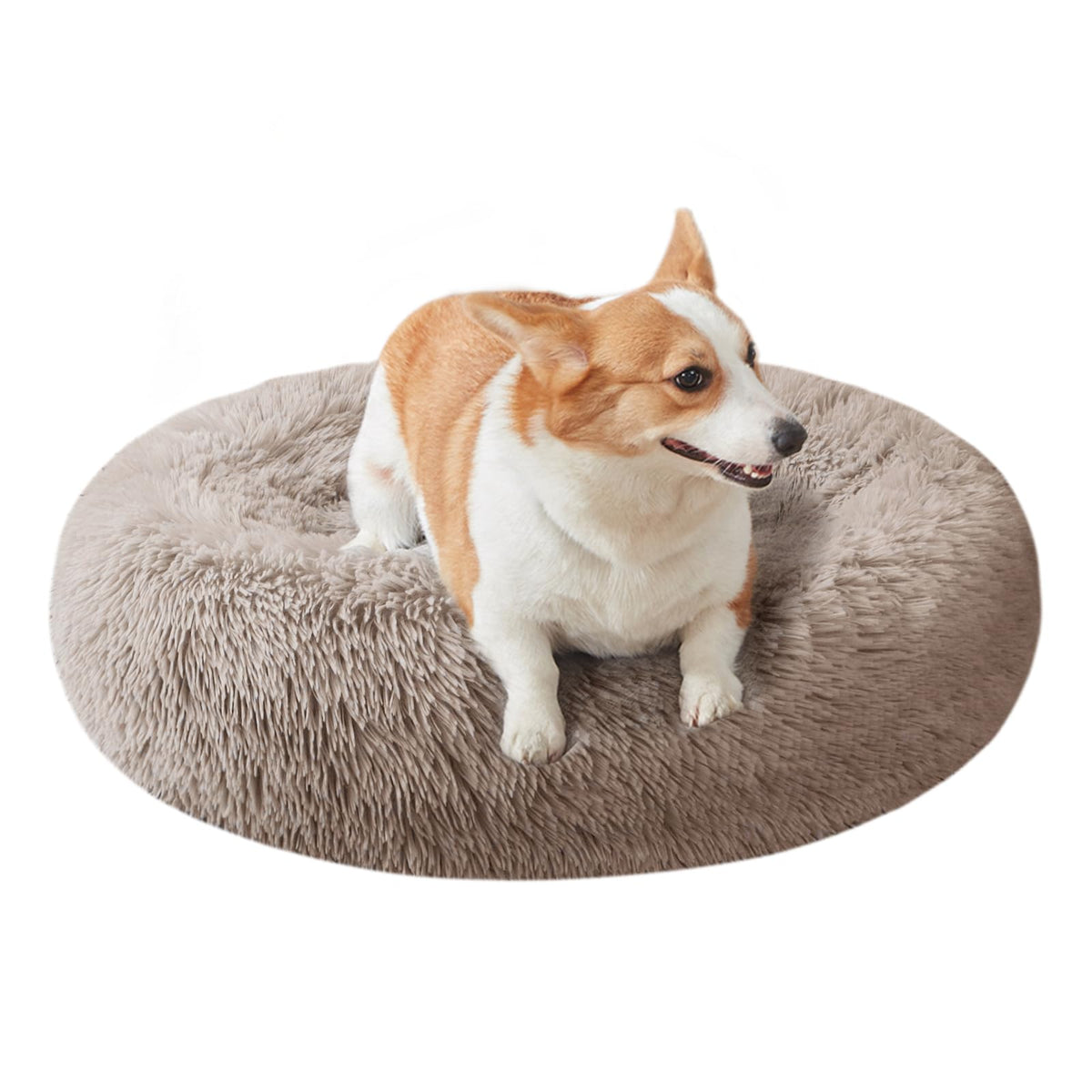 Dog Bed for Small Medium Large Dogs Cats, 20 inch Calming Washable-Round Cozy Soft Pet Bed for Puppy and Kitten with Slip-Resistant Bottom