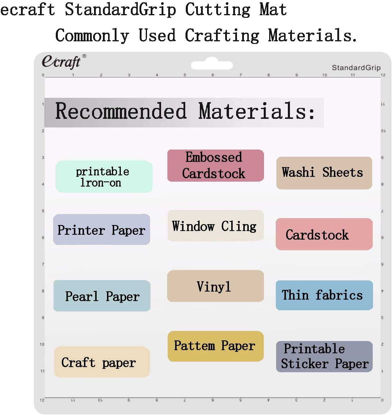 Ecraft 12x12 Cutting Mat 5-Pack for Silhouette Cameo 5/4/3/2/1, Variety Grip (StrongGrip, StandardGrip, LightGrip), Gridded Non-Slip Replacement Mats for Crafts, Quilting & Sewing