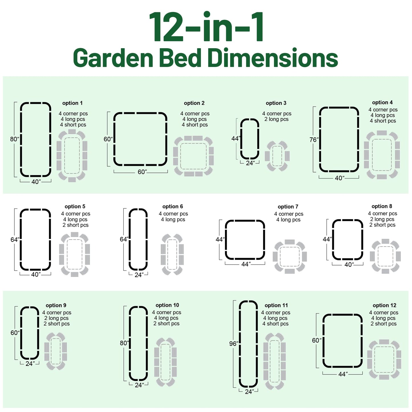 OLLE Galvanized Raised Garden Beds, 12-in-1 Metal Outdoor Plant Boxes for Vegetables, Cobalt Blue 17" Tall