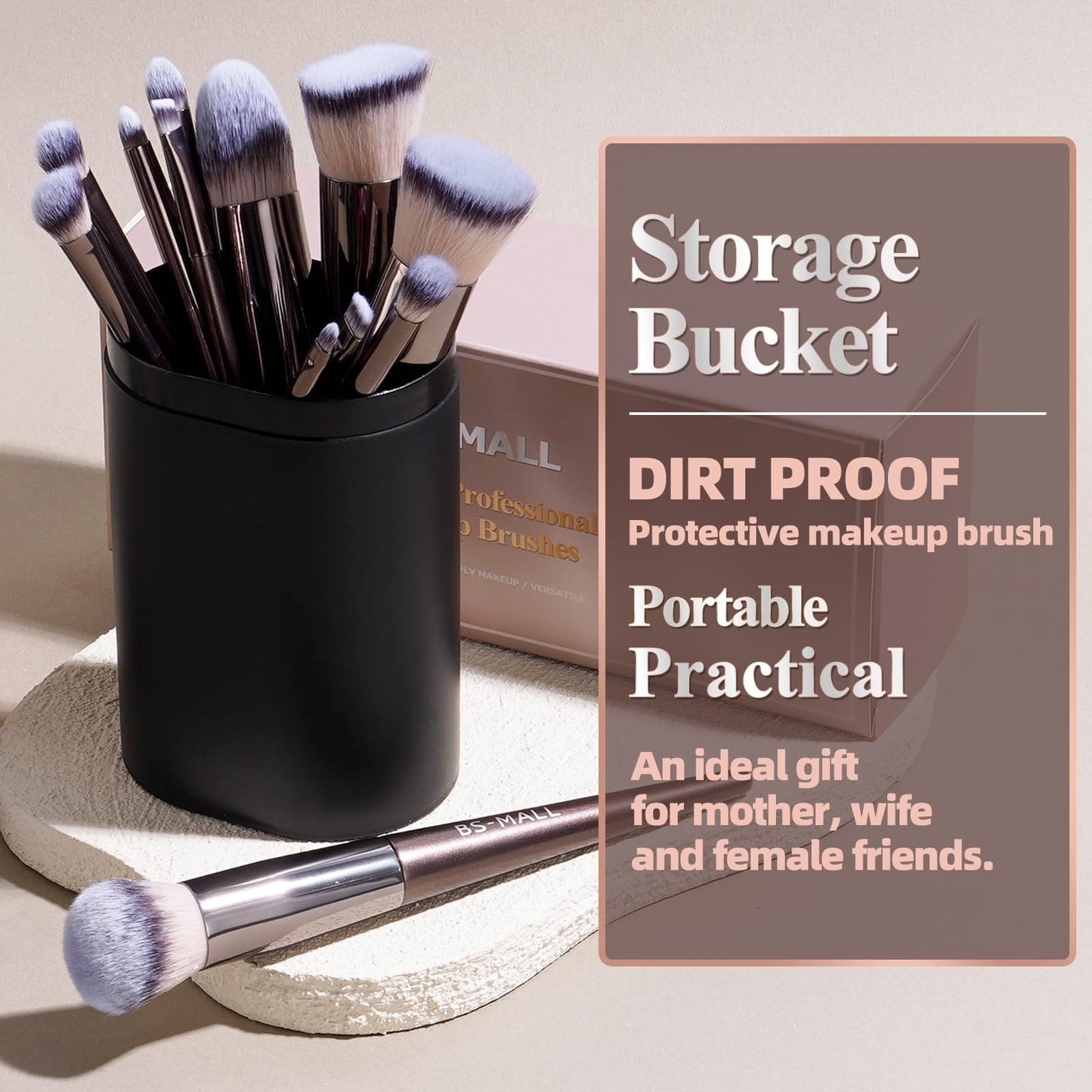 BS-MALL Makeup Brush Set 18 Pcs Premium Synthetic Foundation Powder Concealers Eye shadows Blush Makeup Brushes with black case (Coffee)