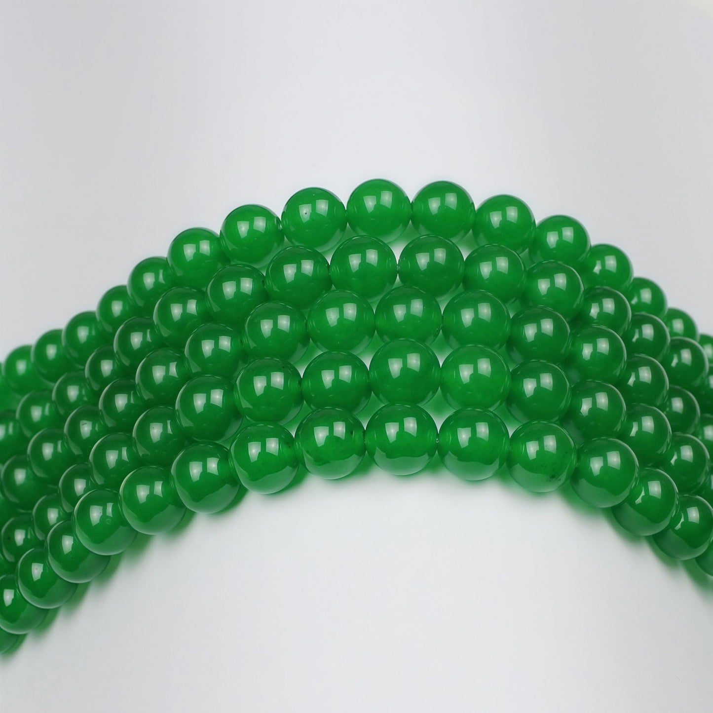 MJDCB Natural Green Jade Round Loose Beads for Jewelry Making DIY Bracelet Necklace (10mm)