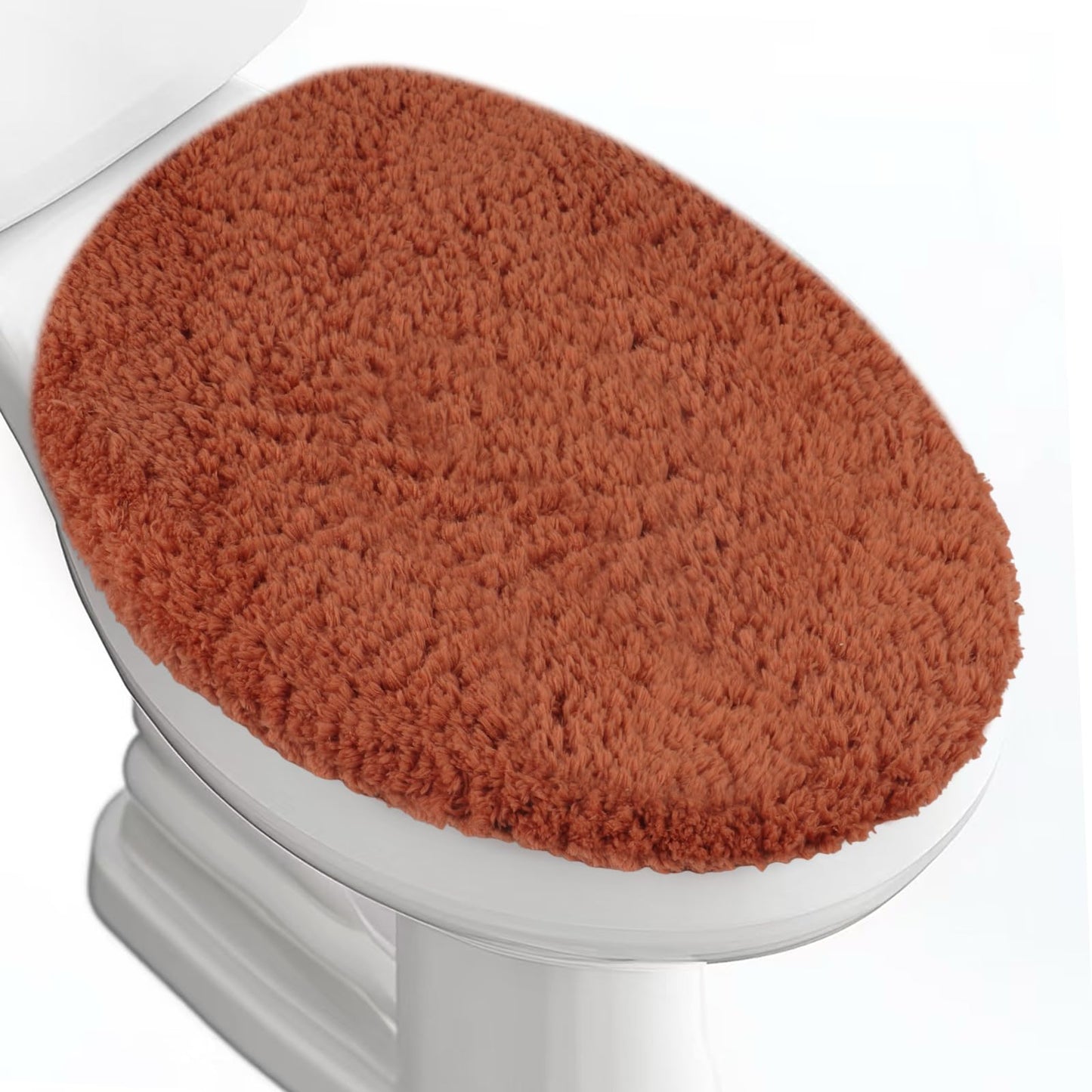 Baahrnom Microfiber Elongated Toilet Seat Cover 19.5"x 15" Machine Washable Solid Toilet Lid Cover Adjustable Rubber Backing Fits Only 18-19.5" L x 14-16" W Elongated Toilet Seat