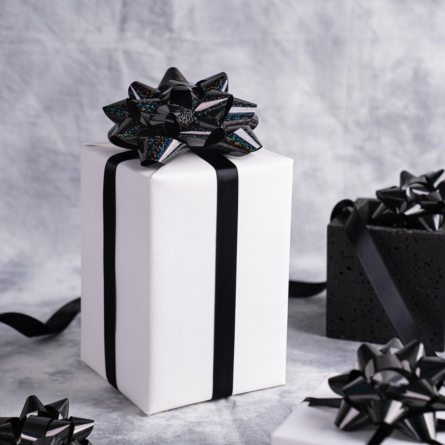 WRAPAHOLIC Black Gift Bow Assortment (24 Bows) for Birthday, Wedding, Christmas, Baby Shower, Bridal Showers