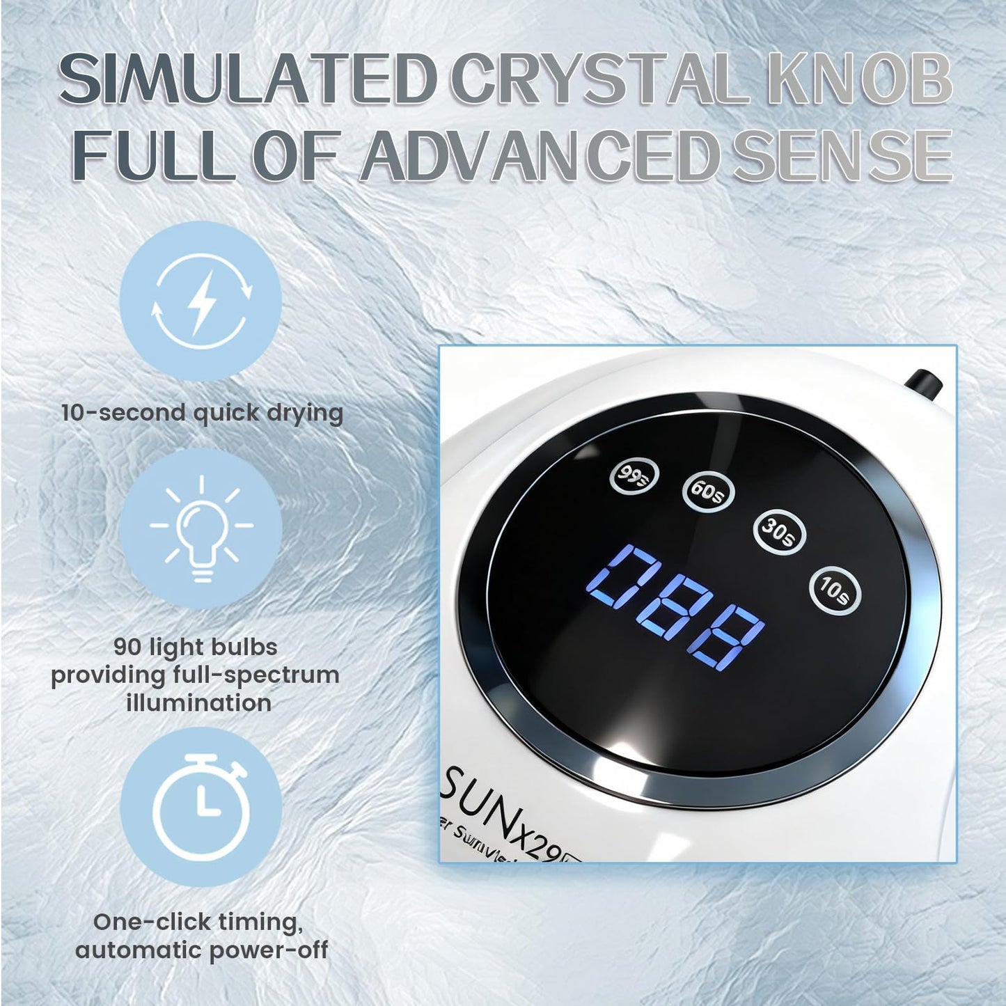PROFESSIONAL 500W UV LED NAIL LAMP - 90 LED Bulbs for Fast Curing Gel Nail Polish - Smart Sensor with 4 Timers (10S/30S/60S/99S) - Portable Nail Dryer for Home & Salon Use - Quick & Even Drying