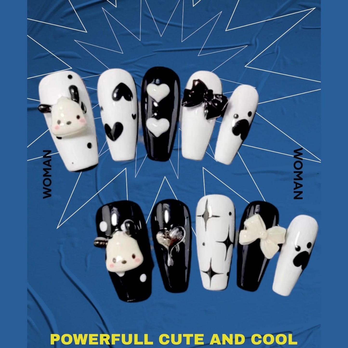 Kawaii Kuromi Pochacco Anime 3D Nail Decal Nana Press on Nails