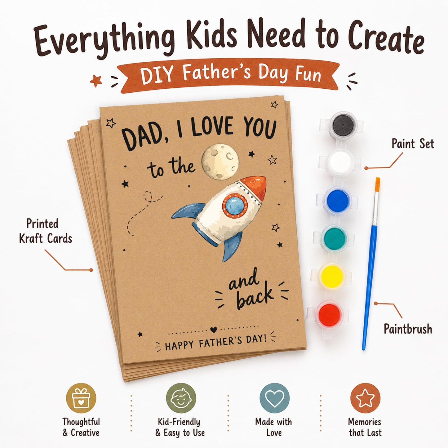 Fathers Day Crafts for Kids Bulk,12pack DIY Father's Day Crafts for Kids Classroom, Make Your Own Handprint Kit, Funny Dad Gifts, Fathers Day Gift Bulk for Dad from Kid, Keepsake for Home School