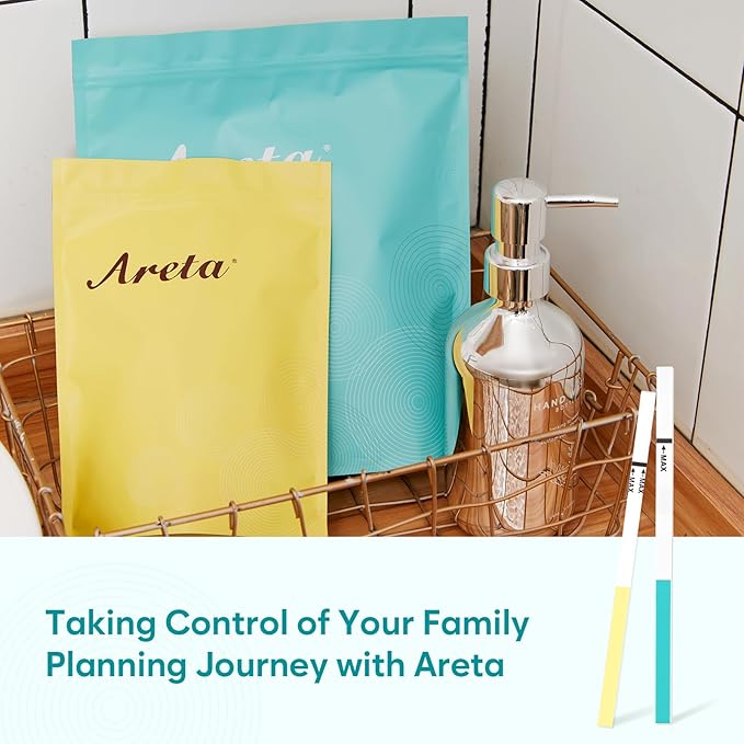 Areta Ovulation & Pregnancy Test Strips: 30 Ovulation Strips & 10 Pregnancy Tests Combo Kit | Accurate at-Home Fertility Tracker | Highly Sensitive Early Pregnancy Detection | 30 LH + 10 HCG