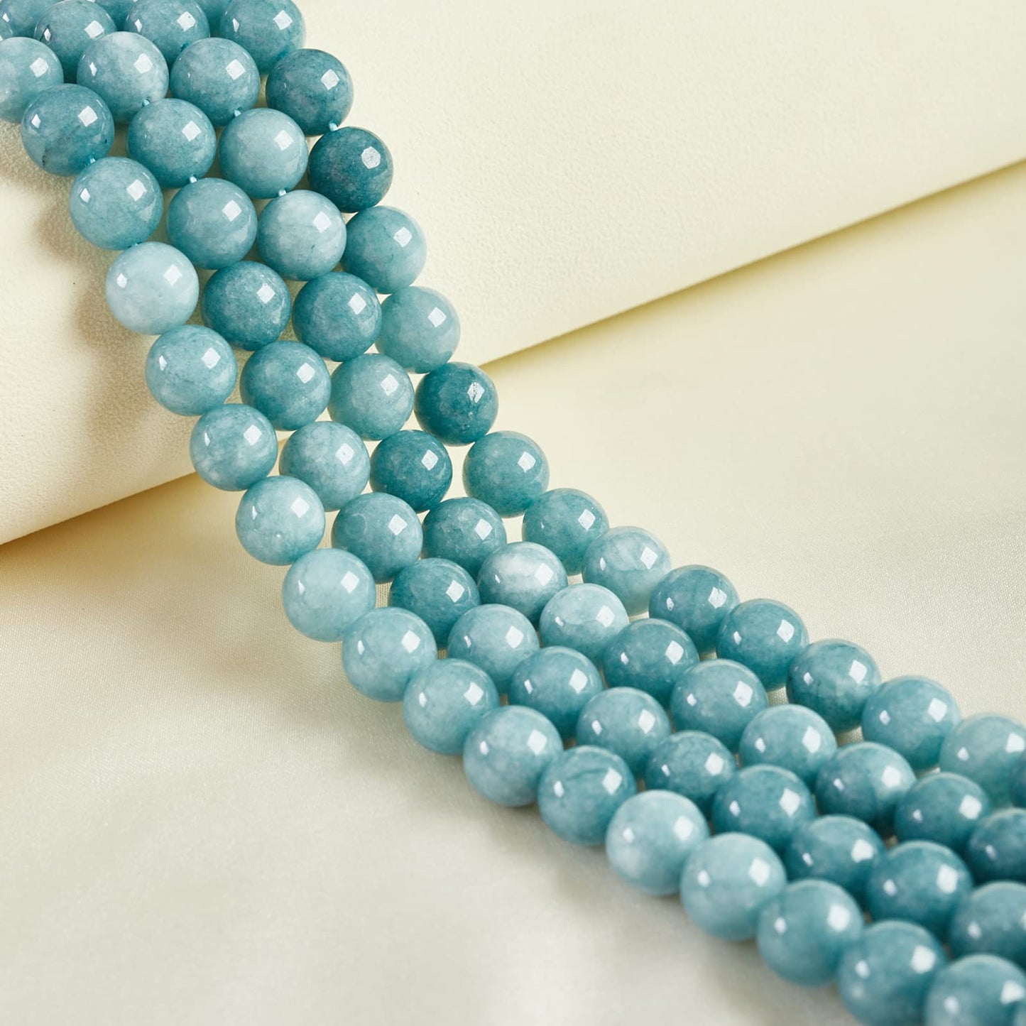 35pcs 10mm Natural Blue Chalcedony Beads Gemstone Beads Round Loose Beads for Jewelry Making
