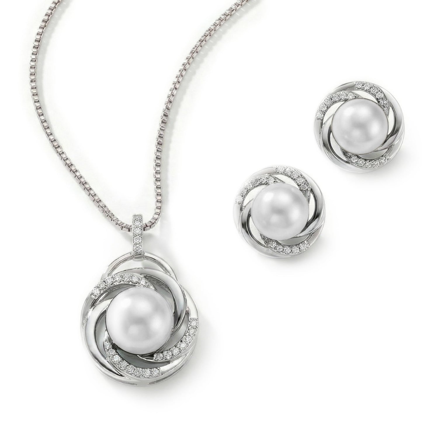 Mariell Freshwater Pearl Wedding Necklace Earrings Set for Brides, Bridesmaids, Birthday Gift