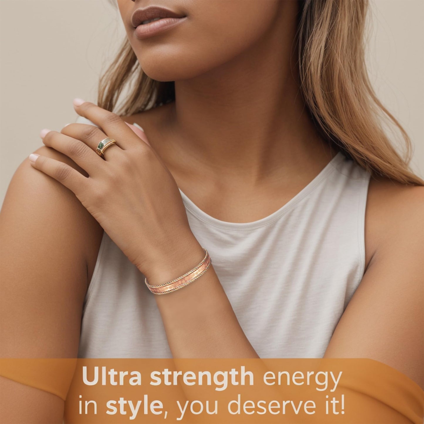EnerCoppeX Copper Magnetic Bracelet for Women - Detox Jewelry with 3500 Gauss Magnet, Adjustable Cuff Bangle (Type-G)