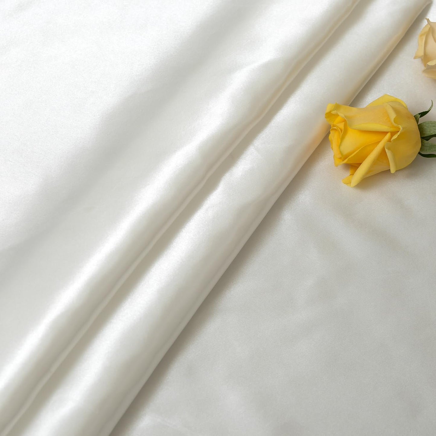 Satin Fabric by The Yard ，60 Inch Wide ，Soft Charmeuse Silk Satin Fabrics for Sewing,Wedding Dress,DIY Craftings, Costumes,Draping,Table Runner,Cloth Napkins (Ivory White, 3yard)
