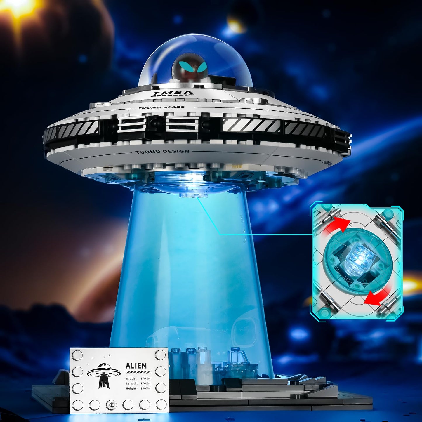 BNG UFO Space Building Blocks, UFO Toy Building Sets, Galaxy Star Spaceship Building Kit, Home Office Decor, Creative Gift for Girls and Boys 8-14