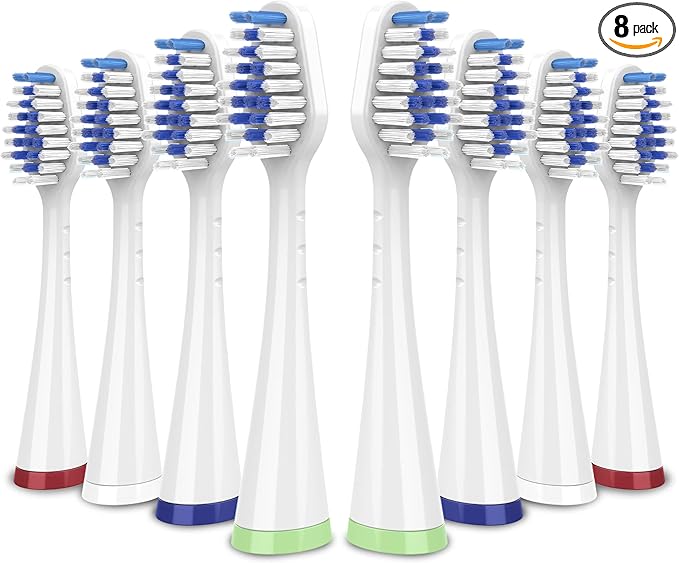 Replacement Toothbrush Heads for Waterpik Complete Care 5.0/9.0 (CC-01/WP-861), STRB-8WW, (8-Pack, White)