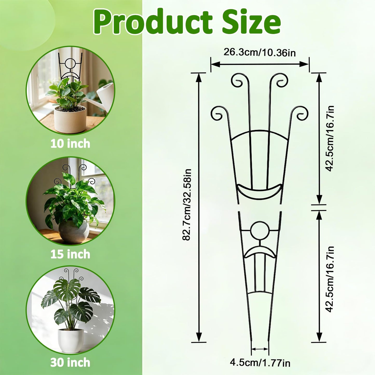 Monstera Plant Support - 4-Pack of 32.6" Tall Plant Trellis Stakes for Large Indoor Vines | Adjustable Dual Pole Frame for Monstera Deliciosa & Potted Plants