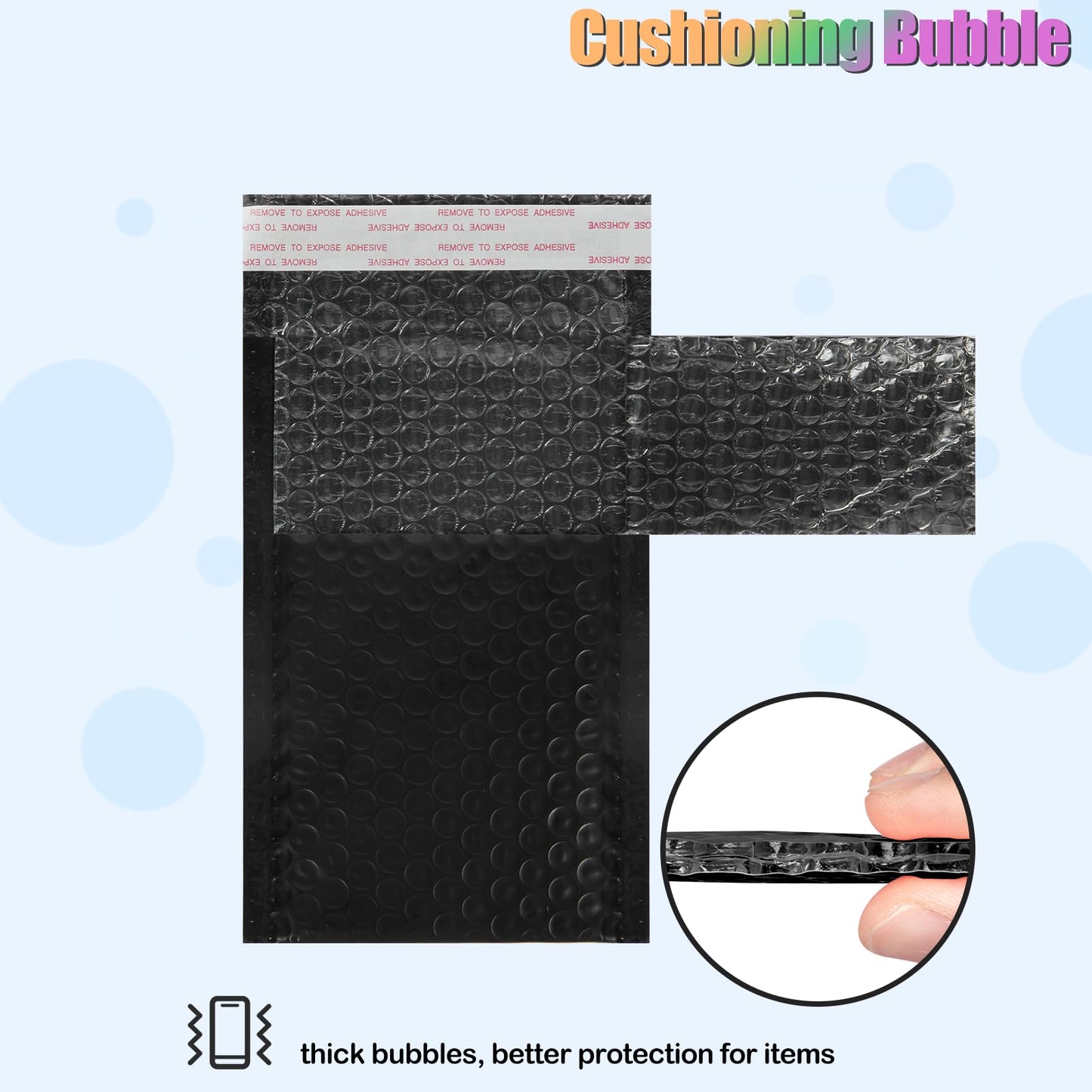 4x8 Inch Bubble Mailers 100 Pack Black Self Seal Padded Envelopes Usable Size 4x7" Waterproof Mailing Shipping Bags for Small Business Mailing Jewelry Makeup