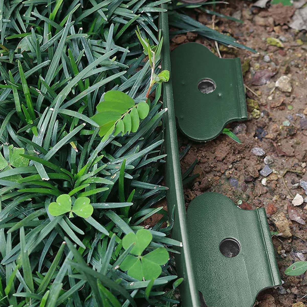 Landscape Edging 33FT,Garden Edging Borders [Extra Tall 4IN High] Flexible Lawn Edging Kit with Total 50pcs Stakes,Mini Plastic Fence Edge Used for Yard,Flowerbeds,Landscaping,Grass,Tree -Green