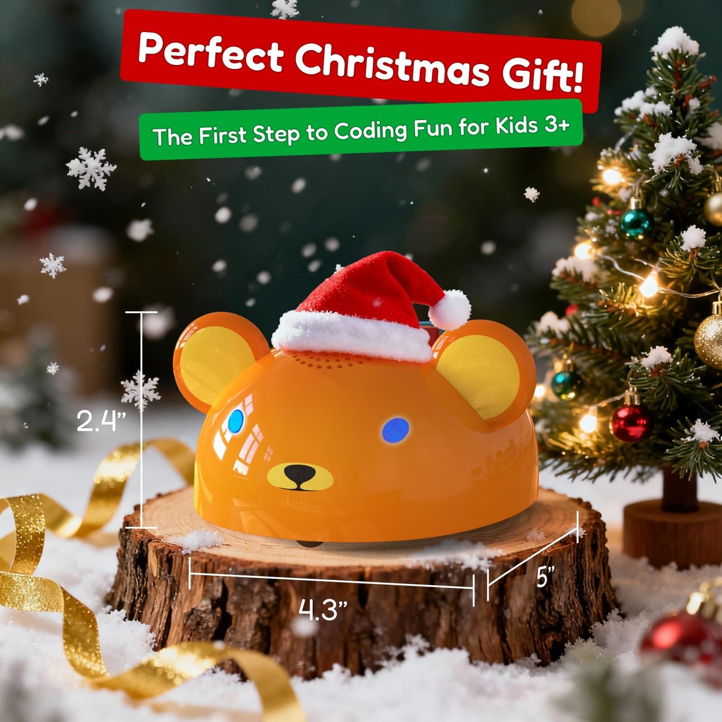 Apitor Robot Bear Screen-Free Coding Robot for Kids Ages 3-5, First Coding Toy with Lights, Sounds & Alphabet Map, STEM Learning Toy Birthday Gift for Boys & Girls