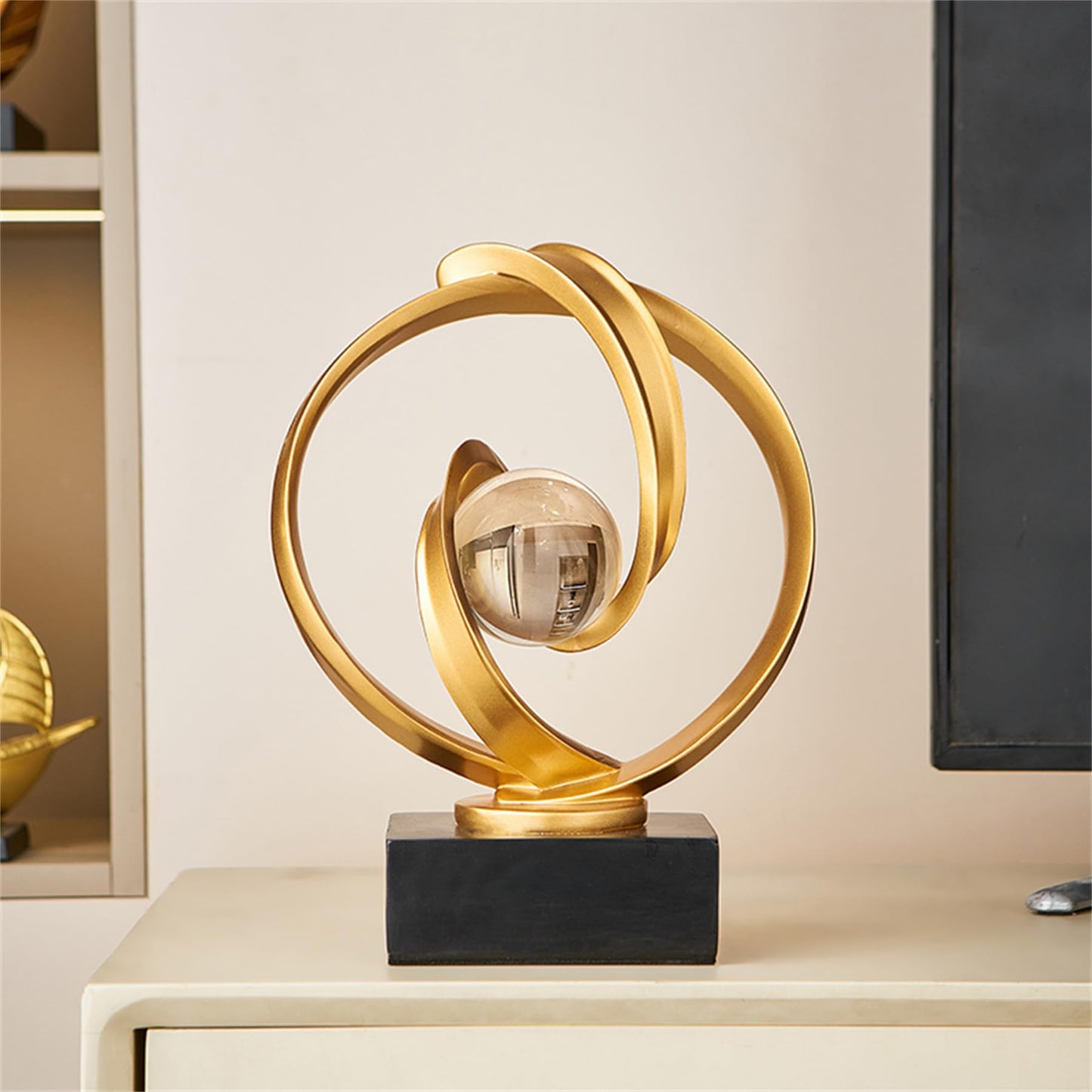 AWNR Gold Abstract Sculpture House Decor Aesthetic - Home Décor Accents for Nightstand, Shelves, Dining Room, Entryway Table, Office, Desk Accessories