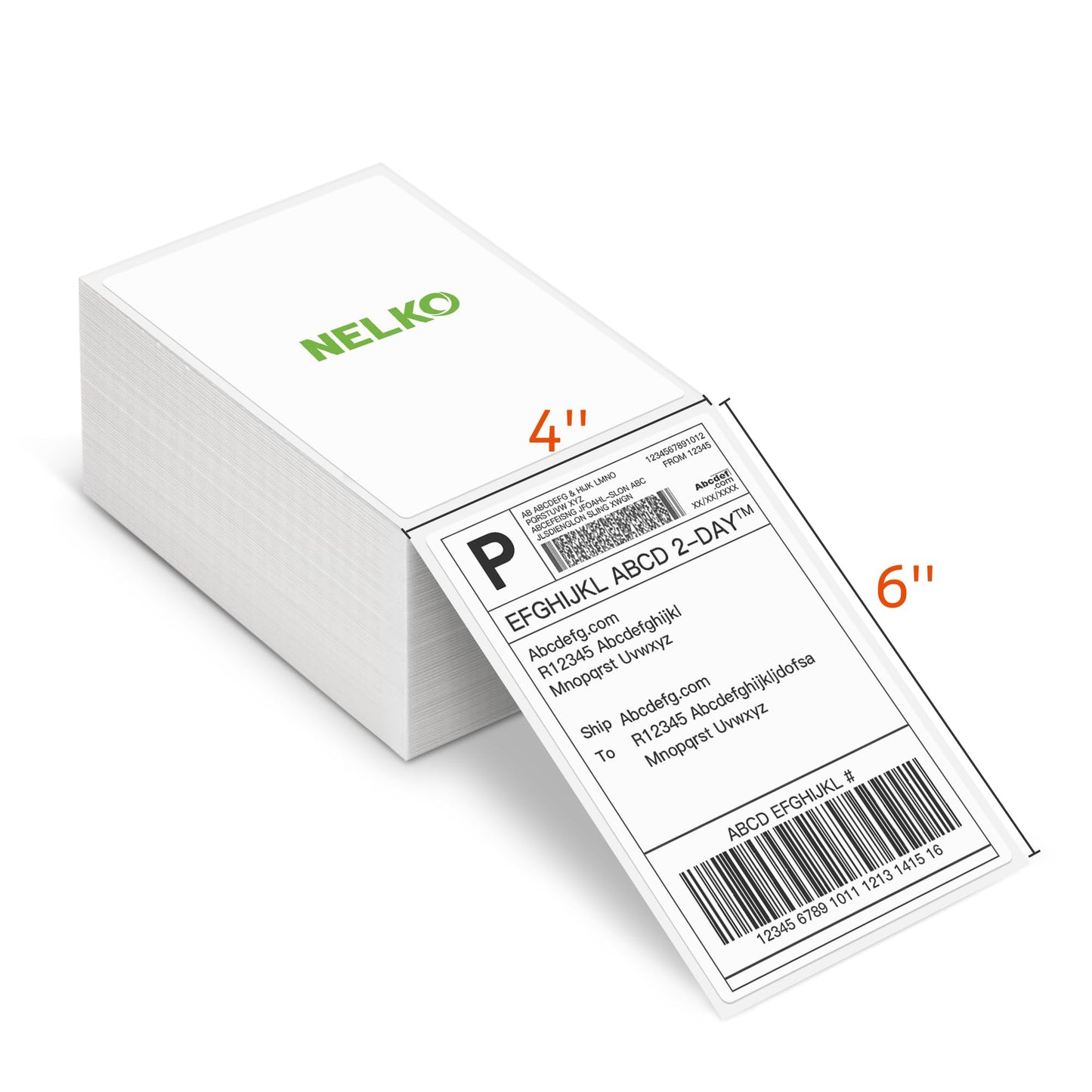 Nelko Genuine 4x6 Direct Thermal Shipping Label (Pack of 500 Fan-Fold Labels), 4x6 Thermal Labels for Nelko PL70E Shipping Label Printer, Perforated and Strong Adhesive, Commercial Grade