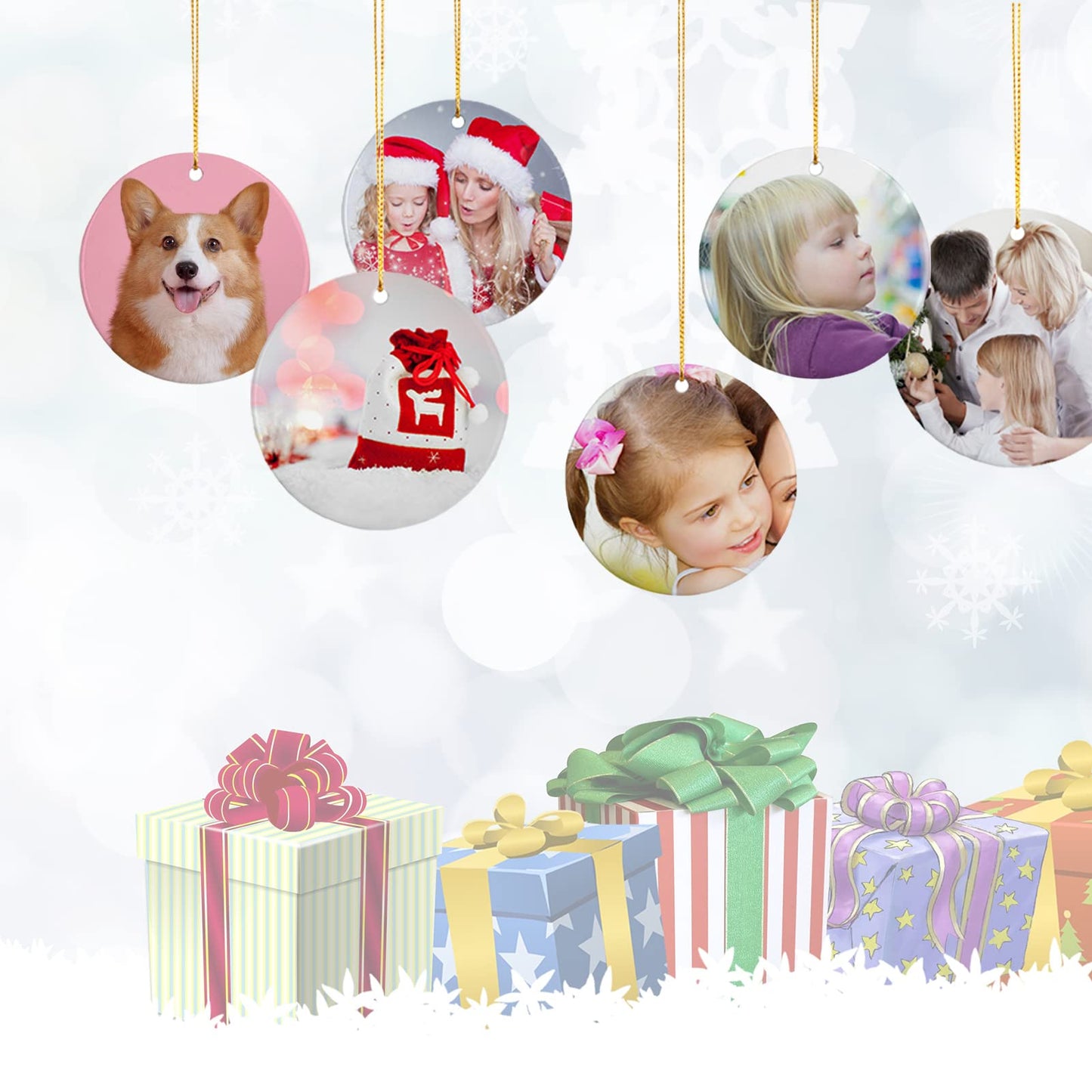imprintfavor 12pcs Sublimation Ornaments Ceramic 2.83 inch Round Christmas Ornament Bulk Hanging Sublimation Ornaments Blanks for Crafting and Personalization (Round)