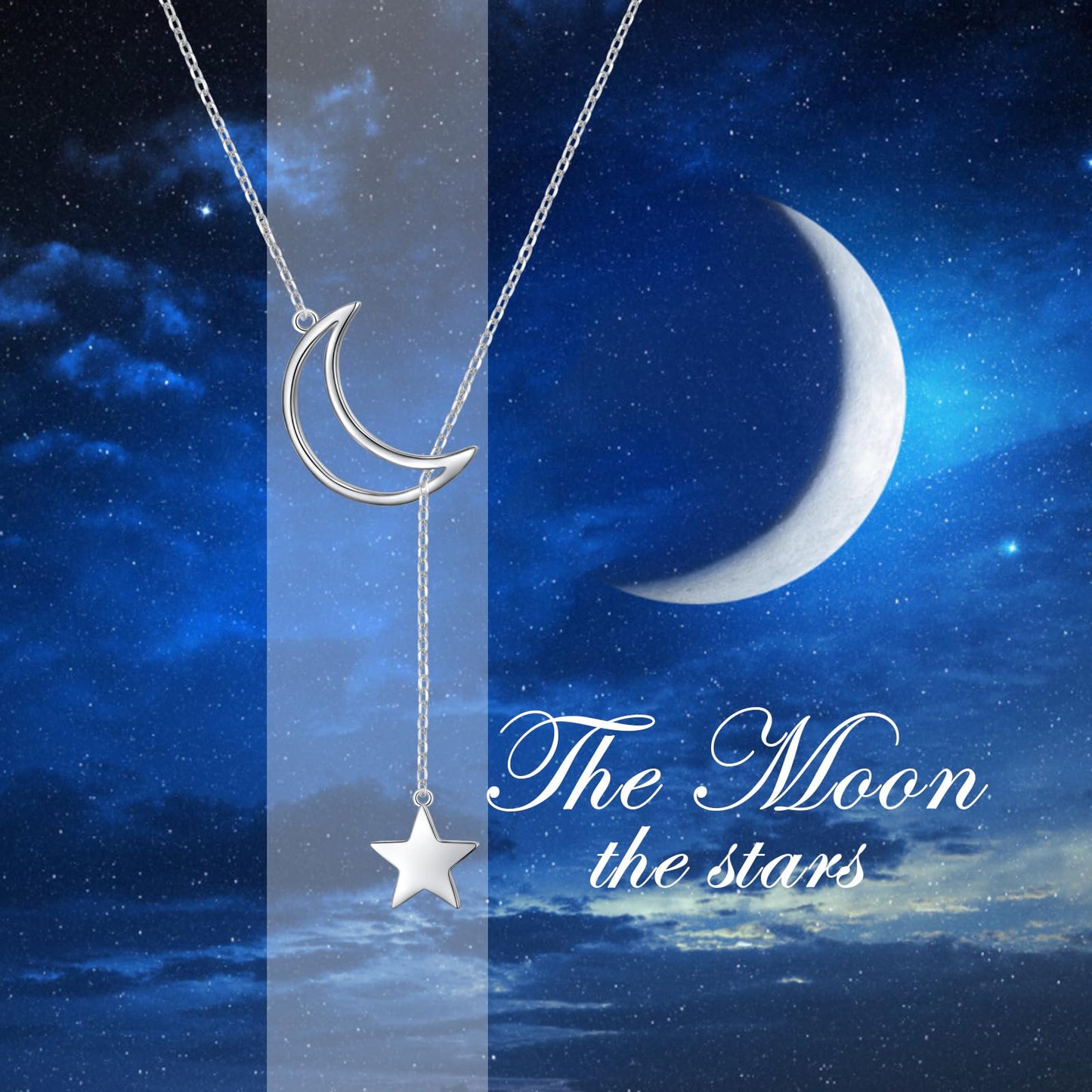 DAOCHONG Long Necklace Moon Star Sweater Necklace Long Chain Y Lariat Necklace for Women