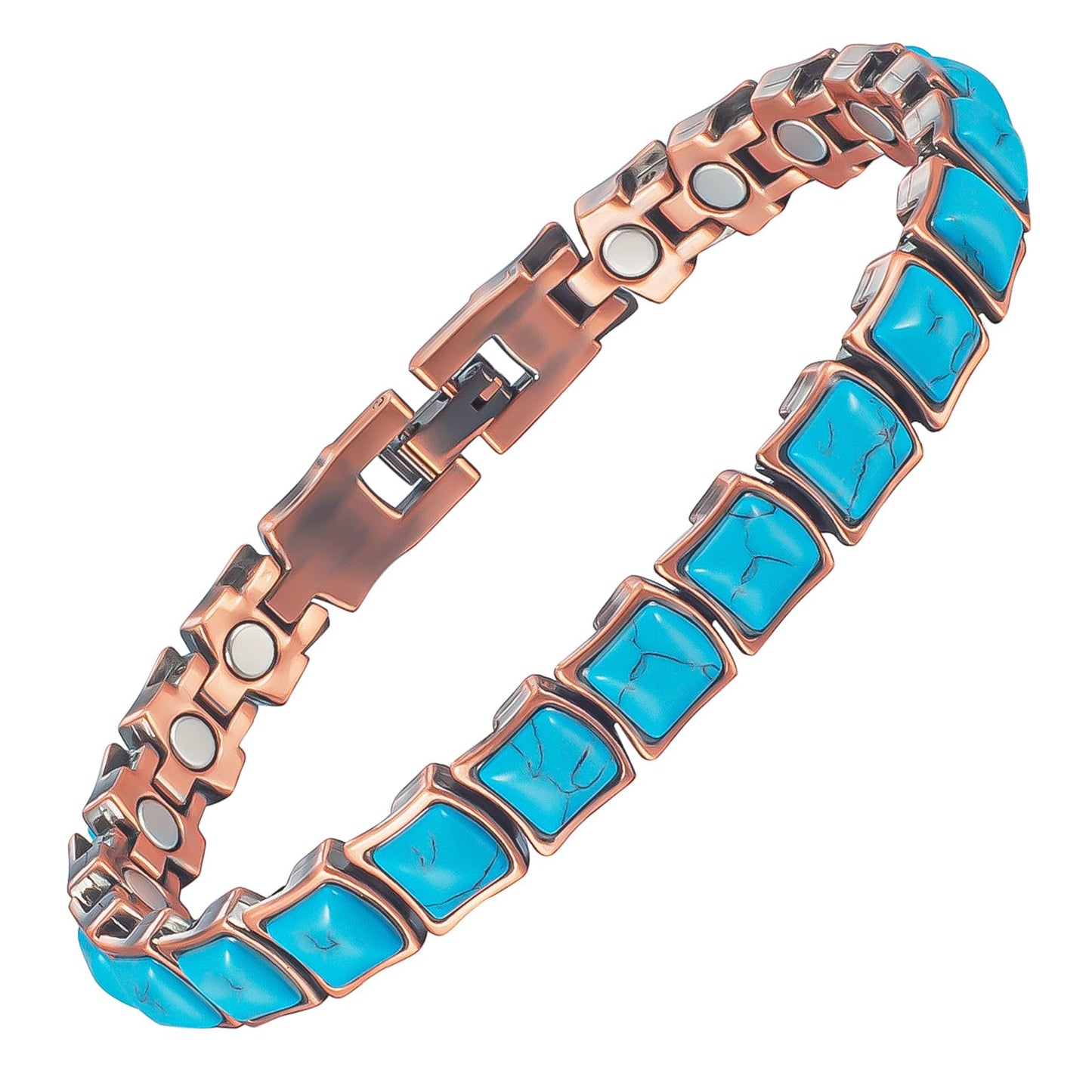 MagVIVACE Pure Copper Bracelet for Women, Magnetic Bracelets with 3500 Gauss Magnet (A)