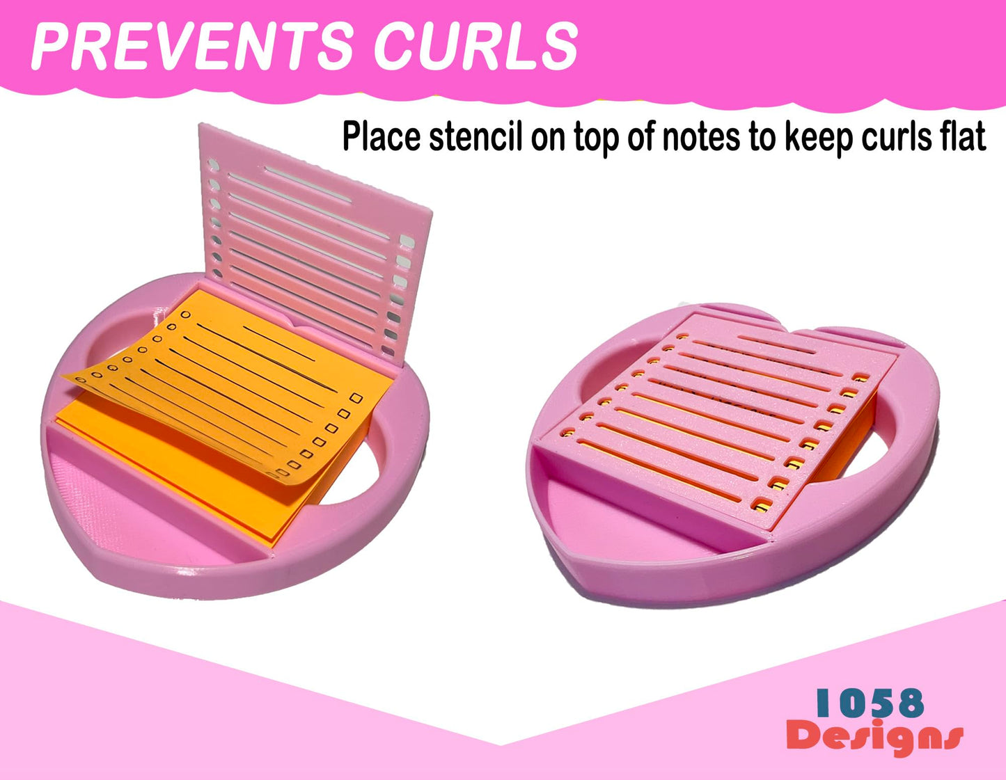 Heart Sticky Note Holder with Stencil Pink, Sticky Note Dispenser Compatible with Post-It Note, Post Note Organizer 3x3 Self Stick Note Pads Office Desk Accessories Gift Idea School Office Supplies