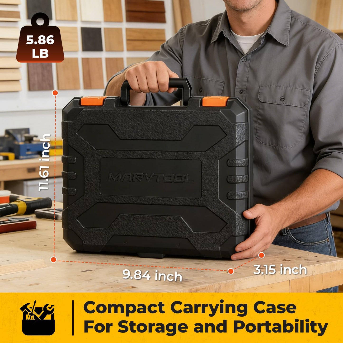 MarvTool 140 Piece Tool Set, Portable Tool Box with Cordless Drill, Home Repair Hand Tool Kit, General Household Drill Set for Homeowner, DIY, Handyman, Women