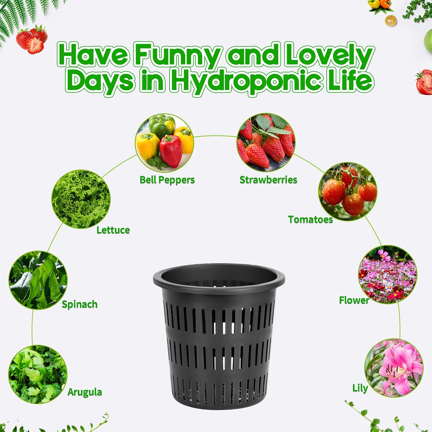 Tectsia 5 Inch Net Cups (12 Pack), Net Pots for Hydroponics, Orchids Mesh Baskets Pots Heavy Duty Hydroponics Supplies with Wide Lip