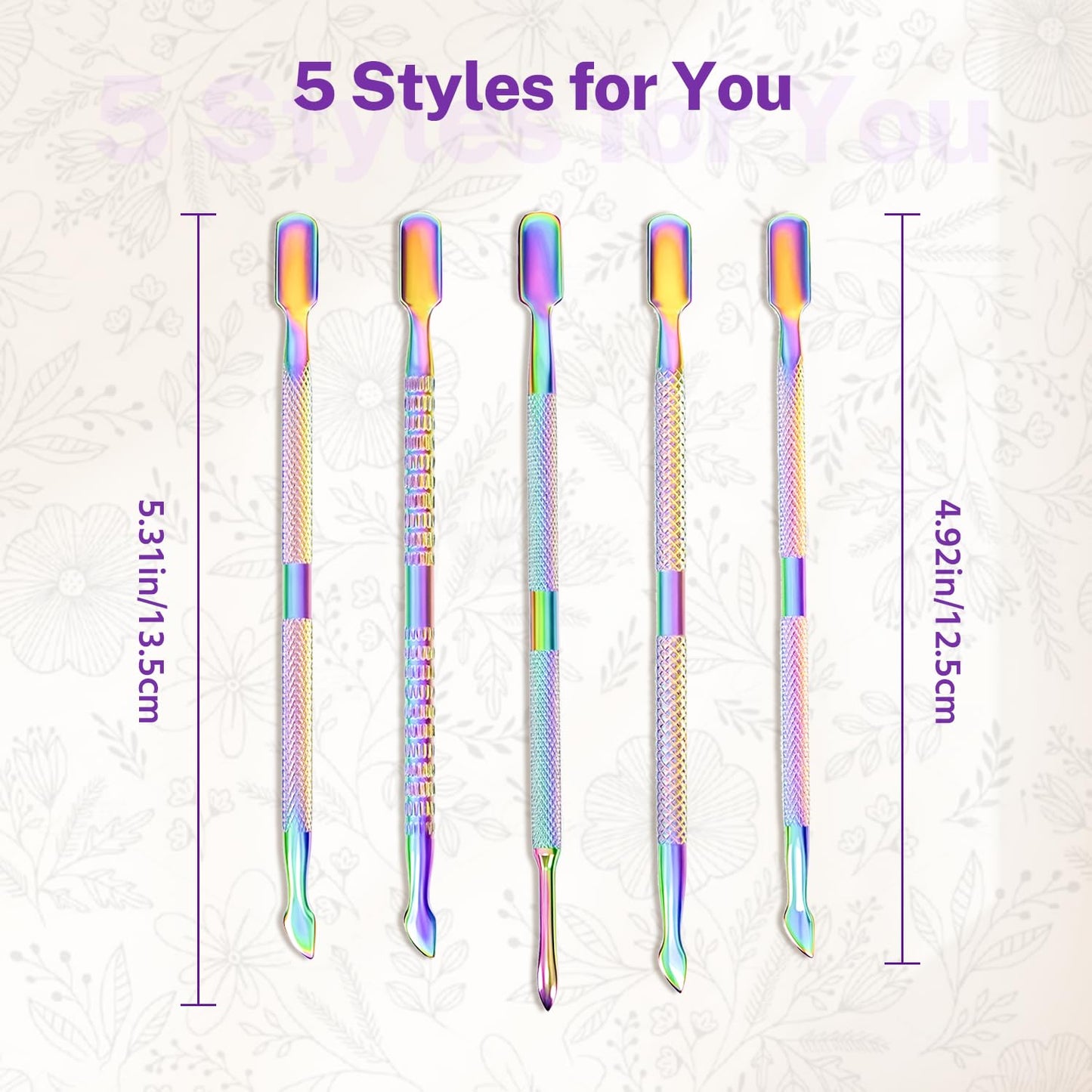 10Pcs Cuticle Pusher Remover and Cutter, Creatiee Double Ended Stainless Steel Cuticle Cleaner Nail Gel Polish Removal, Manicure Pedicure Nail Tools for Fingernails Toenails (Colorful)