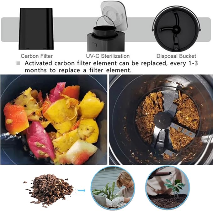 Electric Food Composter 2.5L Capacity, 500W Heating Power Kitchen Compost Bin with 3 Working Modes (Quick/Standard/Ferment), Odorless and Quiet Operation for Apartment Home Use (White)