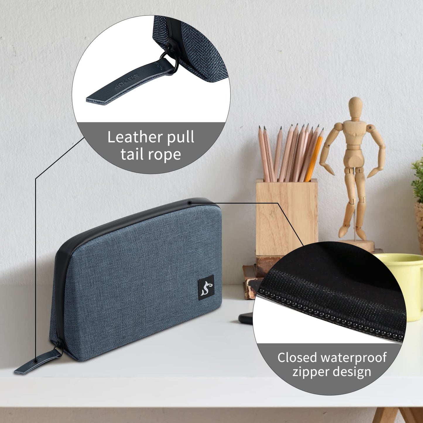 simtoper Small Electronics Organizer Travel Case – Slim Travel Cable Pouch for Small Tech Accessories, Cords, Chargers, Earbuds – Lightweight Mini Tech Bag for Backpack, Business, Travel (Blue)