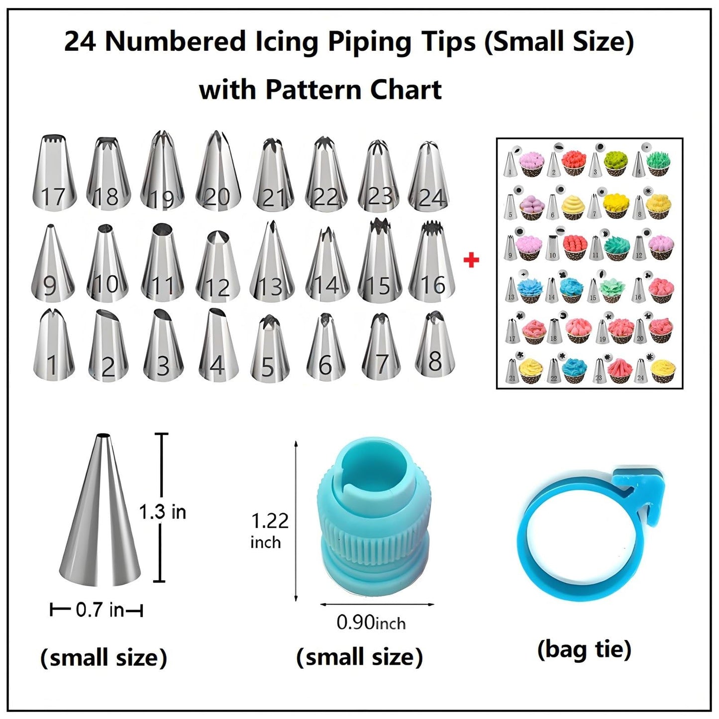 ANSLYQA Cake Decorating Kit, 193 Pcs with Cake Turntable, Leveler, 24 Numbered Icing Tips, 2 Spatulas, 2 Couplers, 3 Scrapers, 50 Pastry Bags, 50 Paper Cupcake Liners & More Baking Tools, (Blue)