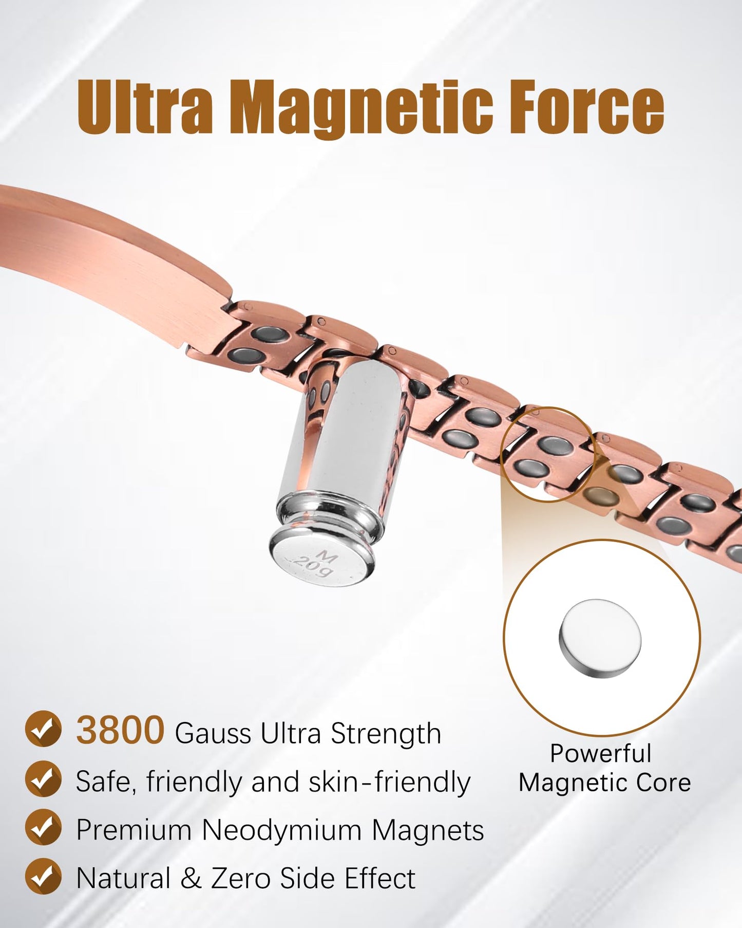 Jeracol Copper Cross Bracelet for Men, Ultra Strength Magnetic Bracelets for Men - Adjustable Copper Jewelry with Sizing Tool & Gift Box