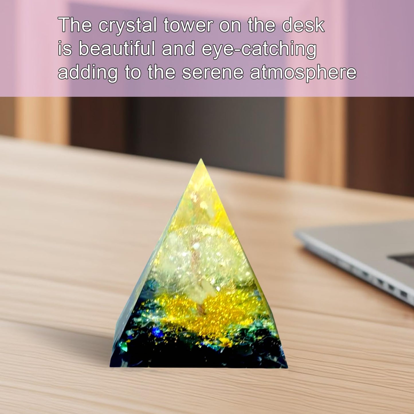 Saefheled Tree of Life Orgone Pyramid,Natural Energy White Crystal Obsidian Orgonite Healing Crystal Pyramid,for Reduce Stress,Balance Chakra,Meditation Attract Luck,Accumulate Wealth Health(6cm)