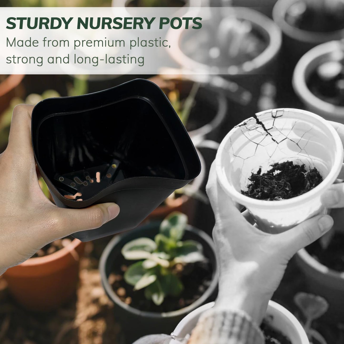 Yampahpa Nursery Pots for Plants, 4 inch Plant Pots, 60 Pack, Black