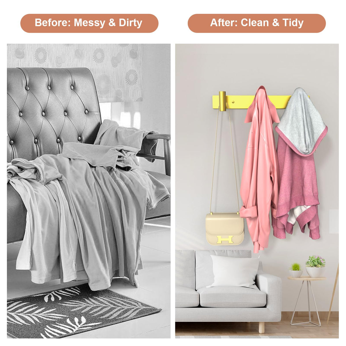 Gold Wall Mount Coat Rack