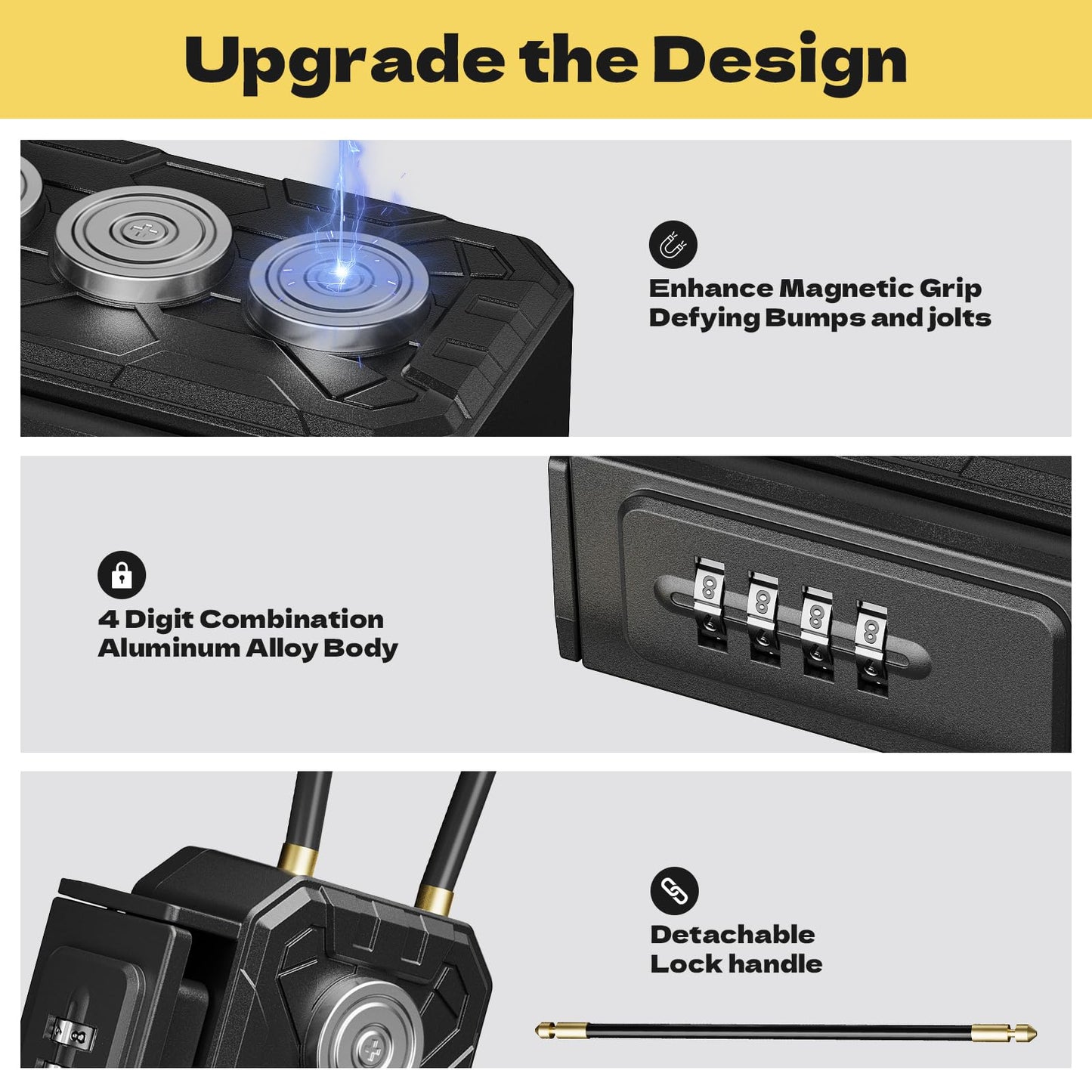 Magnetic Key Lock Box,Magnetic Key Holder Under car,Key Holder Magnetic,Hide a Key Outside,Waterproof Magnetic Key Hider,4 Combinations & Dual Mounting