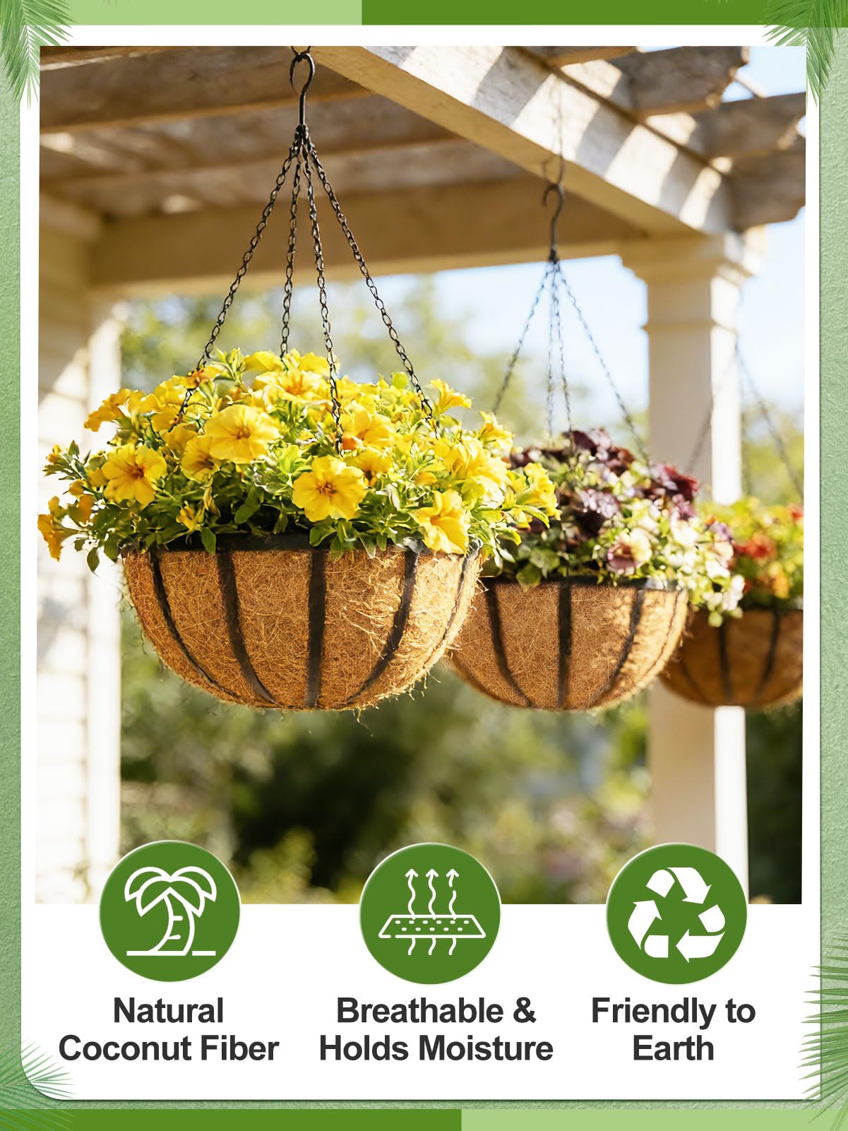 16'' x 160'' Natural Coco Liners for Planters - Coconut Fiber Hanging Basket Liner for Window Box Raised Bed Liner Garden Decoration Reptile Carpet