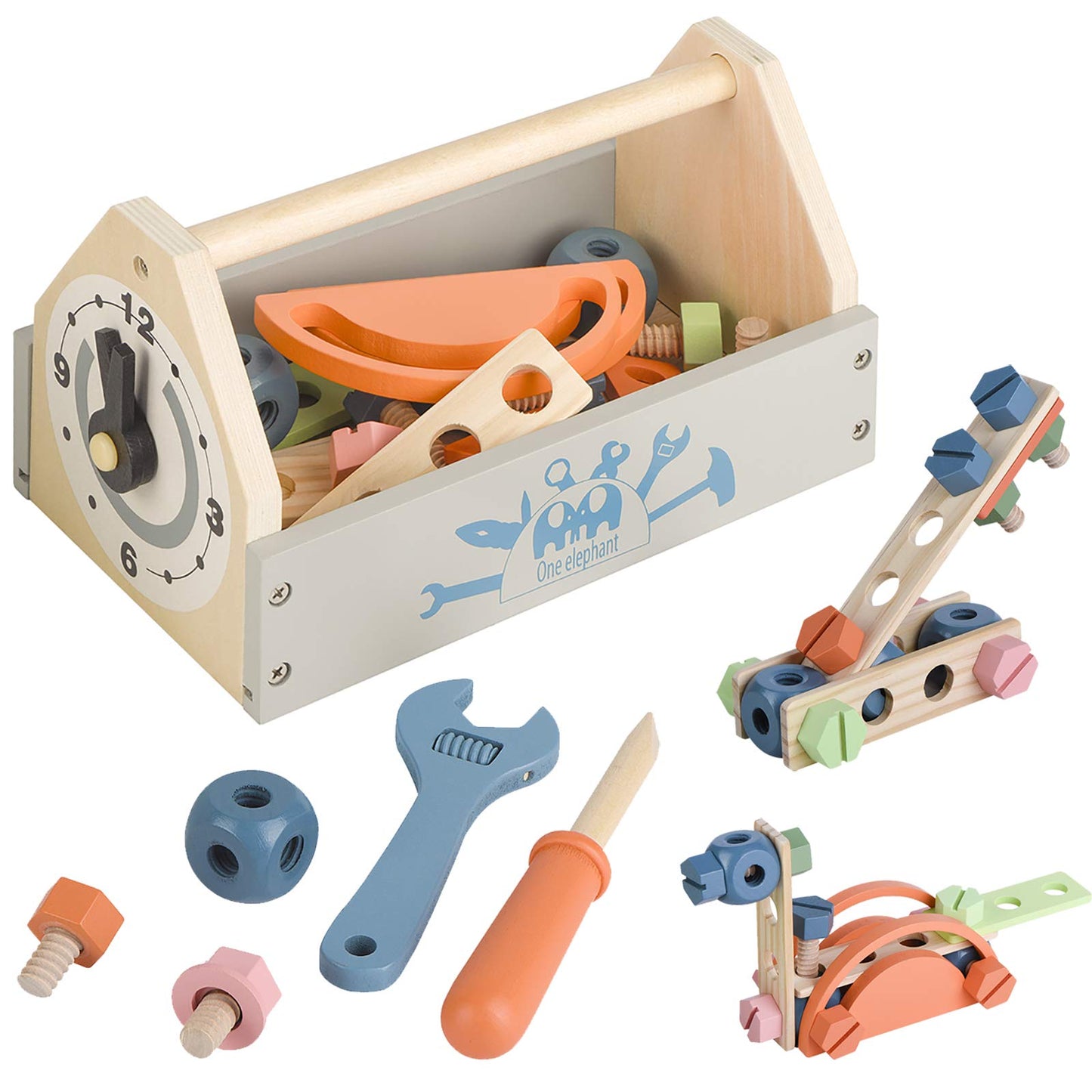 Wooden Tool Toy Toolbox Toddler Educational Construction Kids Toys Play Accessories Set Creative Gift for 3 Year Olds and Up Boys Girls