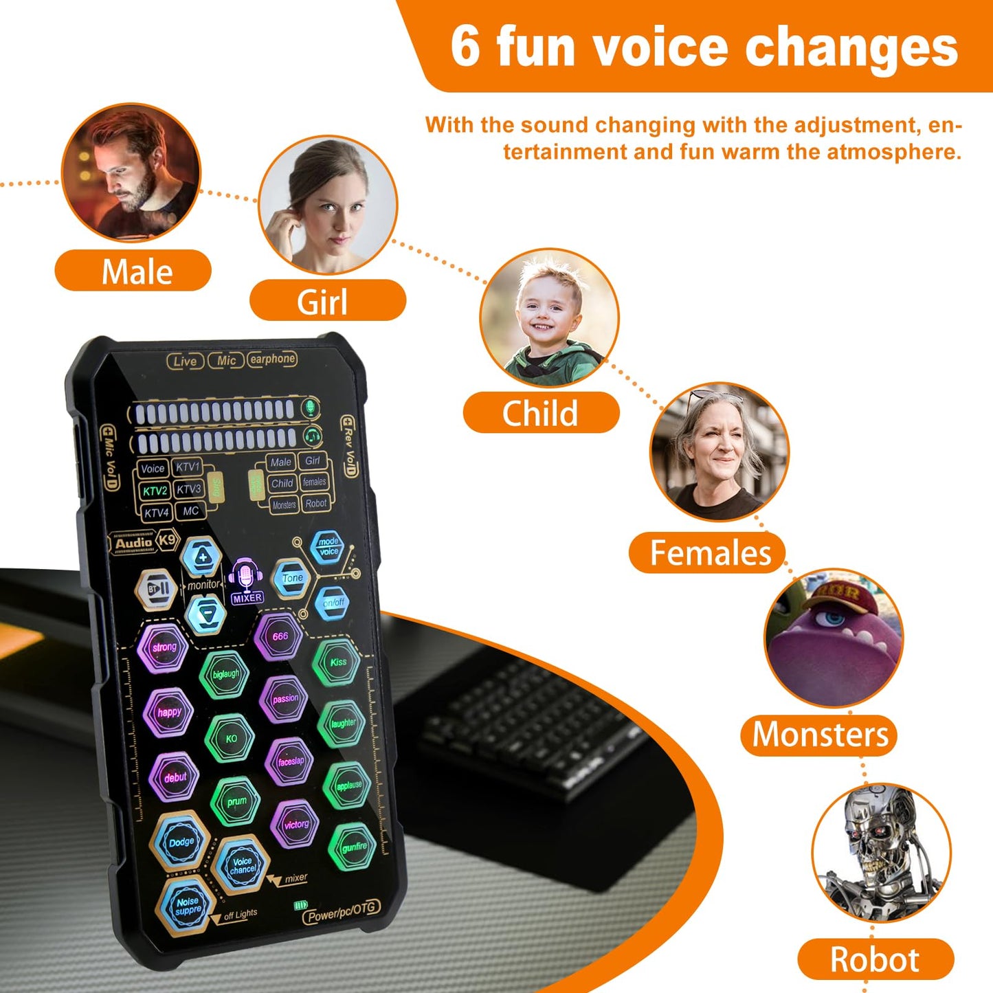 Small Handheld Sound Card Set for Podacsting, Broadcasting, Living, Singing, Recording, Gaming with Families, Friends, Gift,YouTube, TikTok