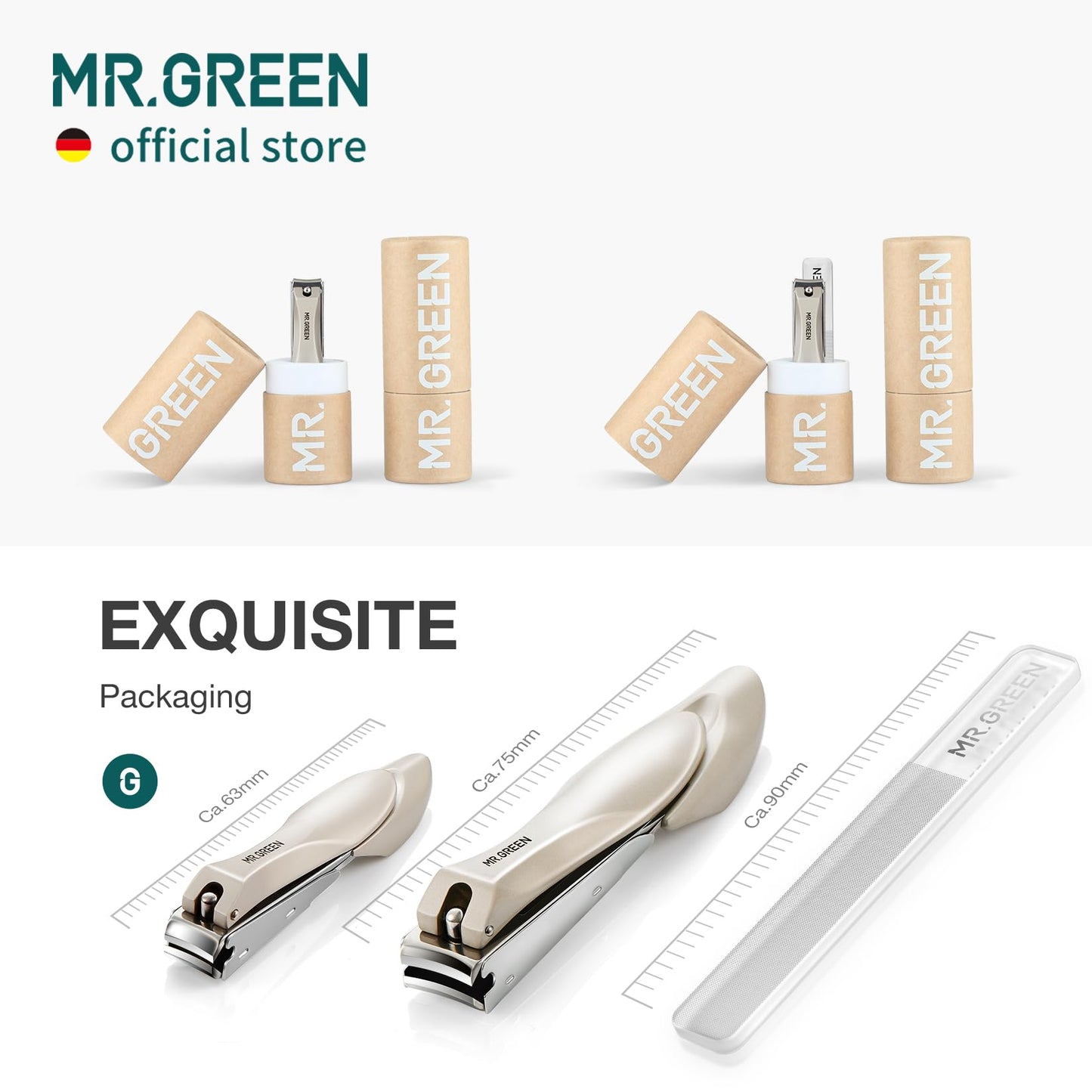MR.GREEN Nail Clippers Stainless Steel Anti Splash Fingernail Cutter Manicure Tools Bionics Design Pedicure Scissor Nail Trimmer (Nail Clipper Two-Pack (Medium+Large))