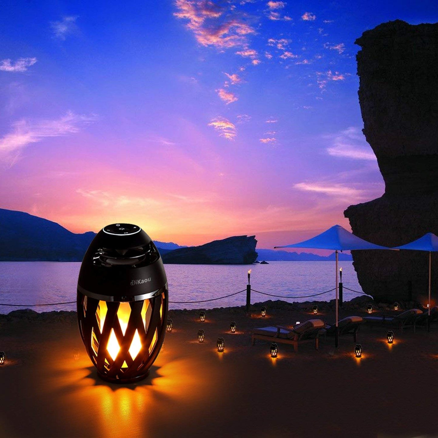 DiKaou Led Flame Table lamp, Torch Atmosphere Bluetooth Speakers&Outdoor Portable Stereo Speaker with HD Audio and Enhanced Bass,LED flickers Warm Yellow Lights BT4.2 for iPhone/iPad/Android