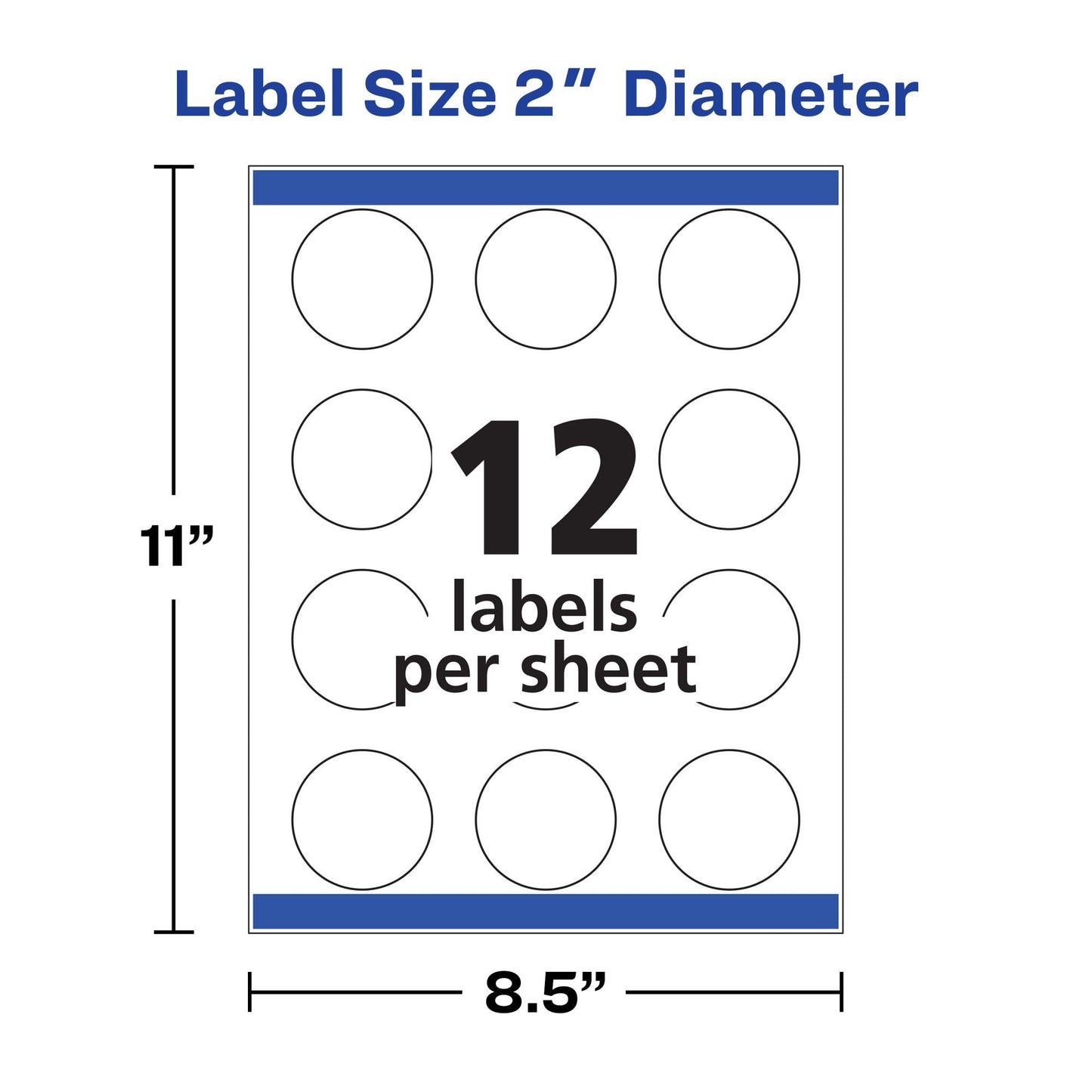 Avery Printable Round Labels, Sure Feed Technology, Glossy White Labels, 2" Diameter, Permanent Adhesive, Laser/Inkjet, 120 Total (22807)
