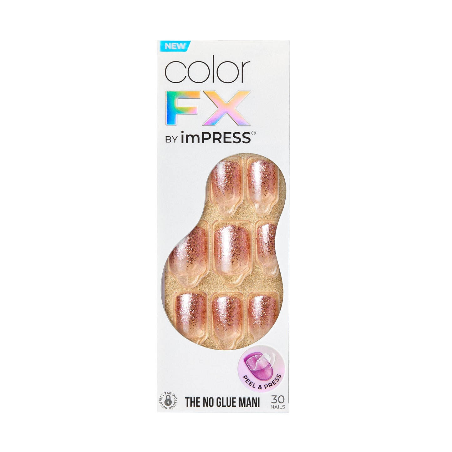 Kiss Impress No Glue Mani Press On Nails, Color FX, 'Dimension', Neutral, Short Size, Squoval Shape, Includes 30 Nails, Prep Pad, Instructions Sheet, 1 Manicure Stick, 1 Mini File