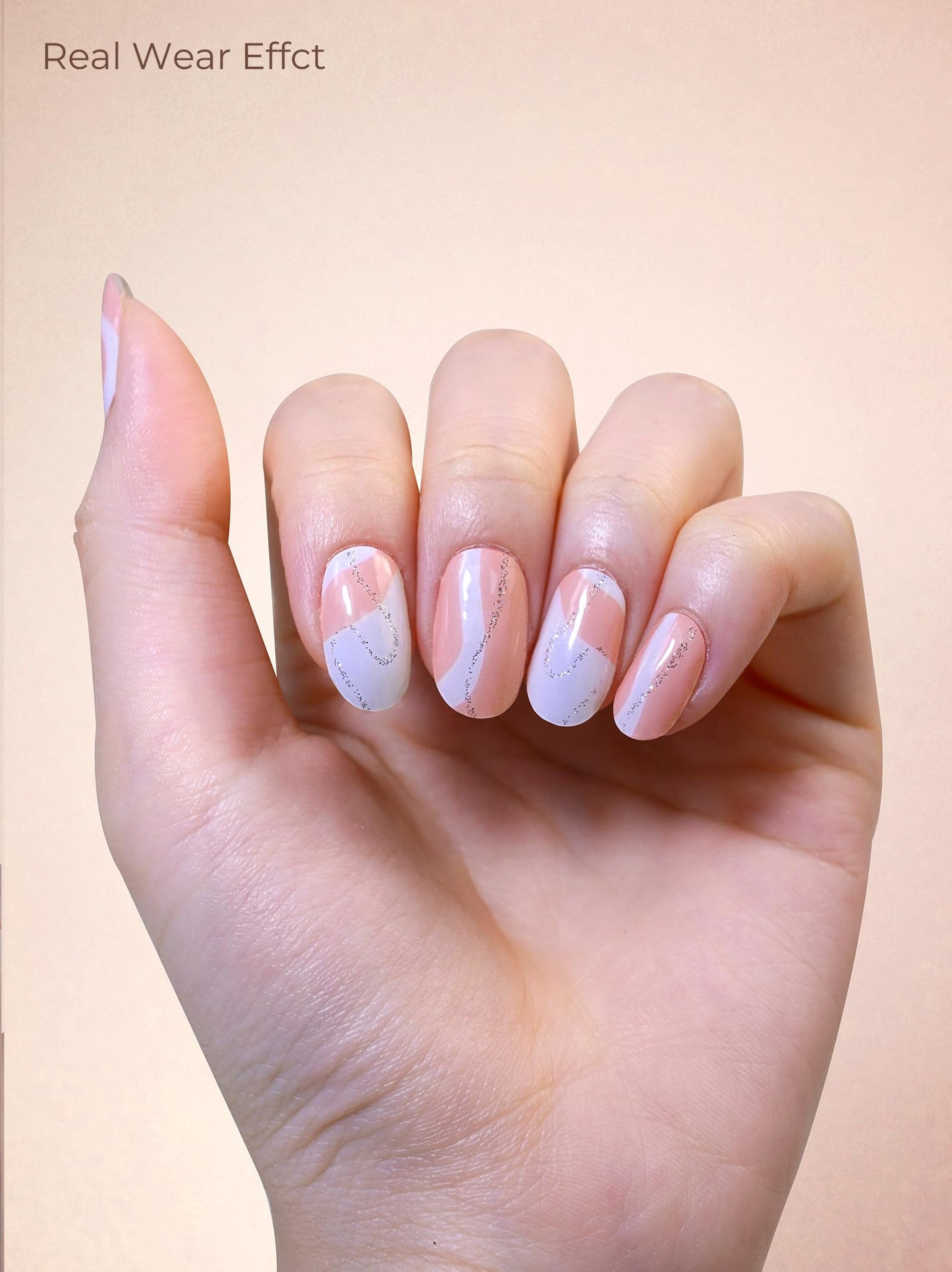 Beaolata Real Gel Nail Strips (No UV Light Needed) - 44Pcs Salon Quality Nail Stickers - Long Lasting Polish Wraps for Women, Easy Apply & Remove (Marble Pink)