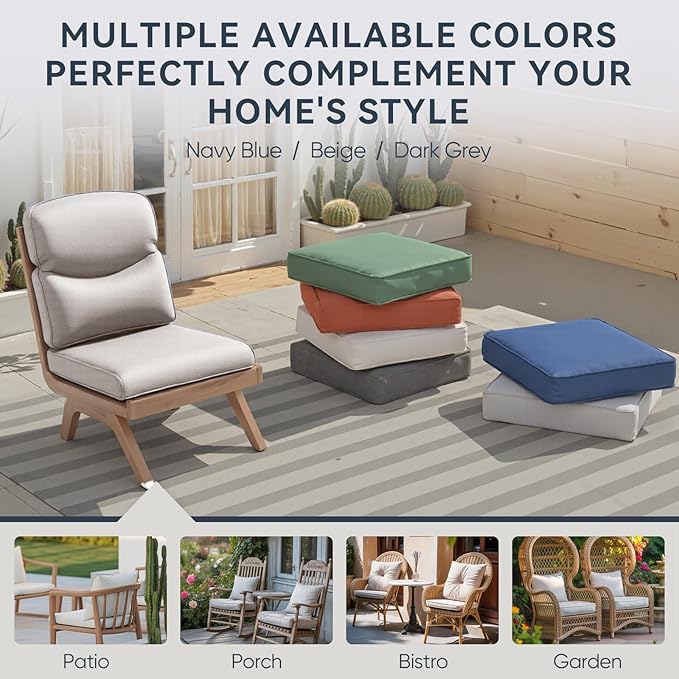 Outdoor Rattan Chair Cushions 2 Packs - Outside High Back Comfortable Thickened Pillow 22x24 with Zipper Cover for Patio Rocking Swivel Chairs Loveseat Sofa – Beige/Crescent
