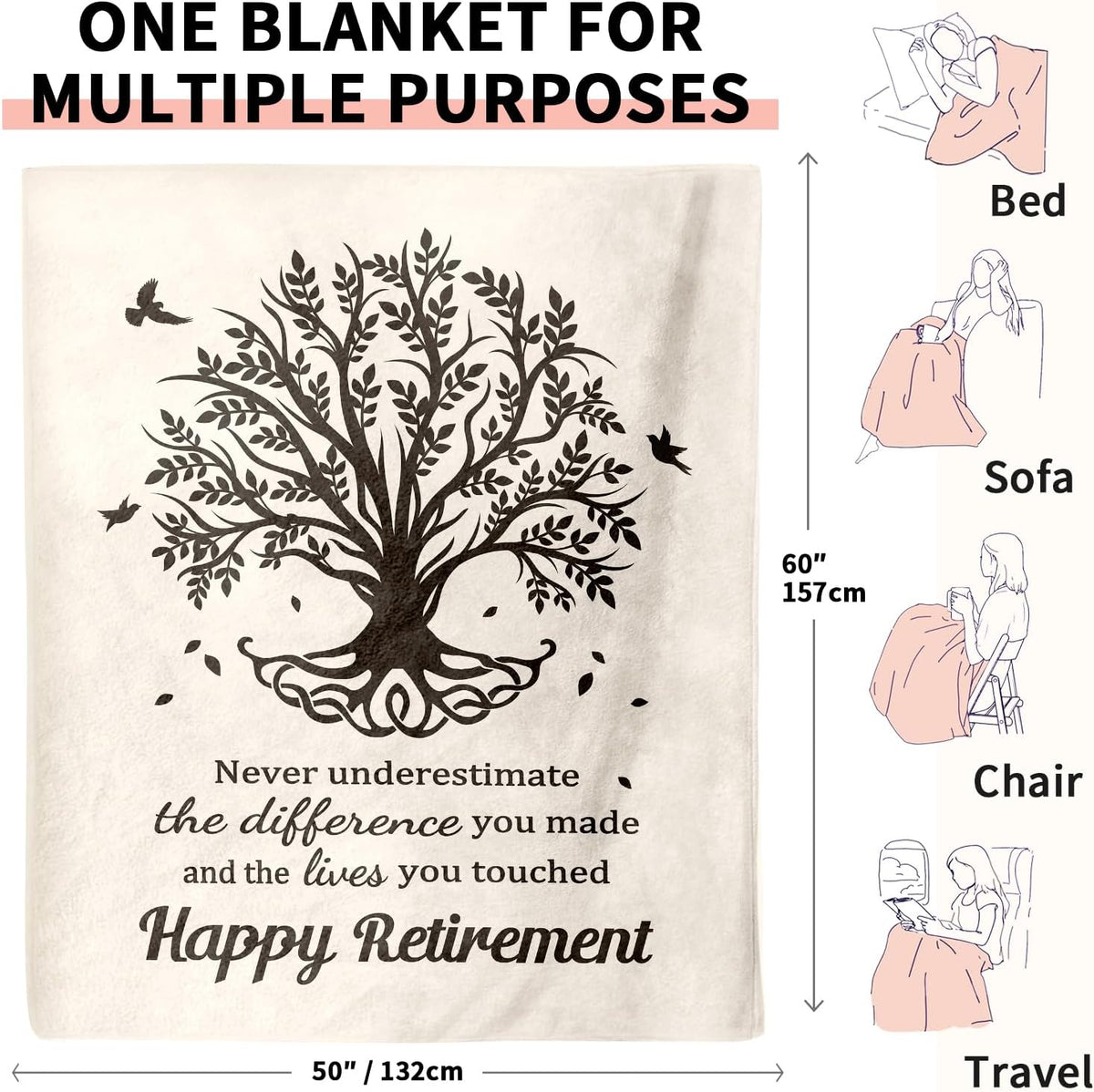 Retirement Gift for Woman Man 2025, Soft Flannel Retirement Blankets for Women Men, Best Retired Gifts for Women Men, Retirement Gifts for Teacher Coworker Friend Nurse Boss